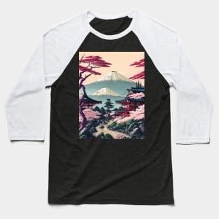 Serene Mount Fuji Sunset - Peaceful River Scenery Baseball T-Shirt